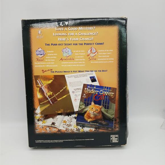 Vintage Under Cover Cat Mystery Story Jigsaw Puzzle 1996 Bepuzzled New Sealed - Picture 2 of 7